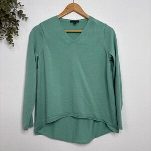 Eileen Fisher V Neck Sweater MINT Green Italian Yarn XS TP